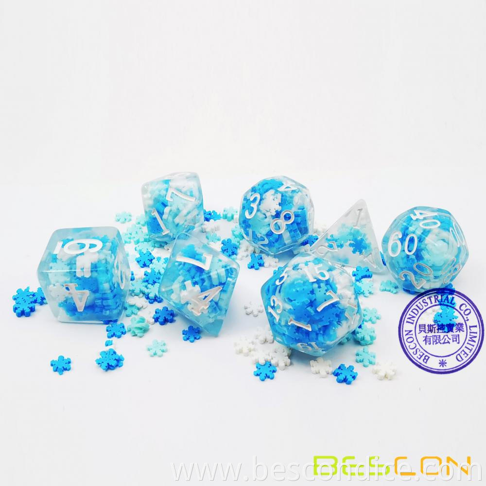 Snowflake Stuffed Poly Rpg Dice Set Of 7 1